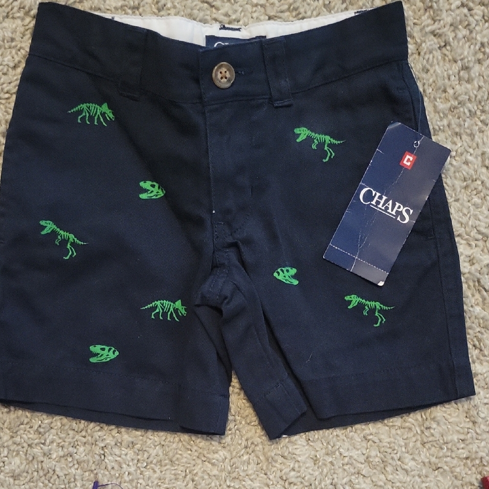 Chaps Men's Navy Shorts with Green Embroidery